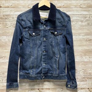 Calvin Klein Jeans Denim Trucker Jacket Sherpa Collar Blue Womens Small